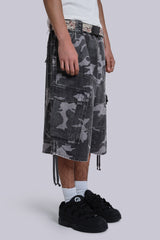 Black Cadet Camo Baggy Shorts