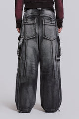 Washed Black Apex Denim Cargos