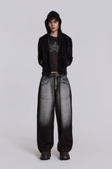 Black Velour Mini Monster Hoodie