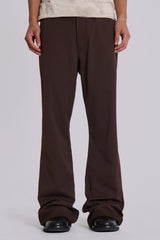 Brown Stacked Bootcut Suit Pants