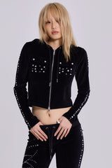 Superset Studded Velour Fitted Hoodie