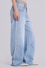 Nailed Studded Colossus Jeans in Light Blue Wash