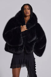 Mara Oversized Faux Fur Coat in Black
