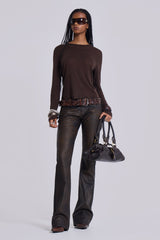 Brown Cooper PU Bootcut Jeans