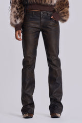 Brown Cooper PU Bootcut Jeans
