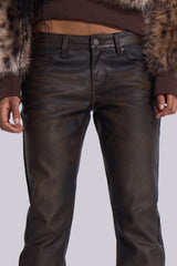 Brown Cooper PU Bootcut Jeans