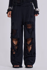Distressed Black Baggy Monster Joggers