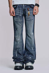 Vintage Blue Feather Drift Flared Jeans