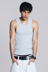 Grey Rib Longline Vest