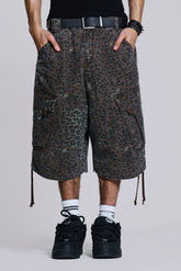 Charcoal Leopard Cadet Baggy Shorts