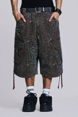 Charcoal Leopard Cadet Baggy Shorts