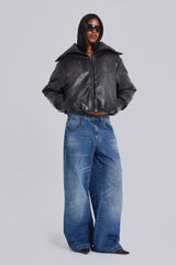 Black Alloy Vegan Leather Bomber Jacket