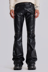 Black Carbon Studded Drift Bootcut Pants