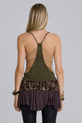 Aleya Beaded Top in Khaki