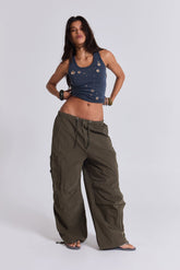 Khaki Parachute Cargo Pants