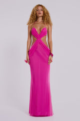Hesperia Draped Maxi Dress in Fuchsia