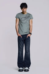 Indigo Creased Drift Flared Jeans