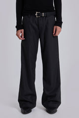 Charcoal Stacked Straight Suit Pants