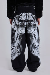 Black Gothic Print Baggy Monster Joggers