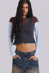 Lexie Triple Layer Long Sleeve Top in Grey