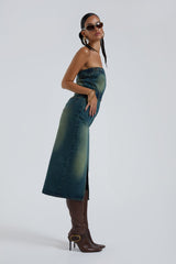 Liberty 2 In 1 Detachable Denim Blue Midi Dress