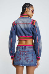 Sherbet Denim Side Pleat Mini Skirt