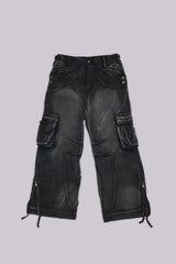 Sun Faded Black Trooper Cargo Pants