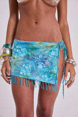 Melona Embellished Wrap Mini Skirt in Java