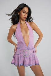 Malibu Plunge Denim Mini Dress
