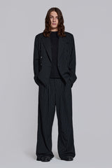 Goliath Pinstripe Double Breasted Boxy Blazer
