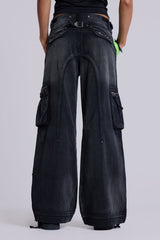 Sun Faded Black Trooper Cargo Pants