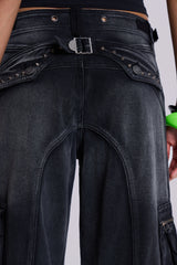 Sun Faded Black Trooper Cargo Pants