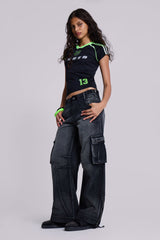 Sun Faded Black Trooper Cargo Pants