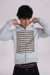 Grey Marl Military Hoodie