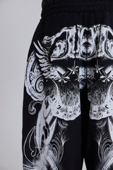 Black Gothic Print Baggy Monster Joggers