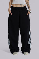 Black Gothic Print Baggy Monster Joggers