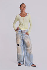 Sheer Henley Top in Buttercup