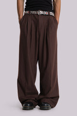 Chocolate Brown Pinstripe Goliath Suit Pants