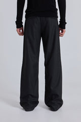 Charcoal Stacked Straight Suit Pants