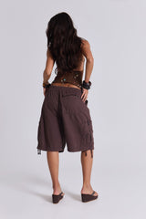 Brown Parachute Cargo Shorts