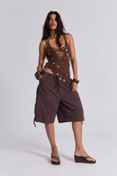 Brown Parachute Cargo Shorts