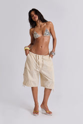 Ecru Parachute Cargo Shorts