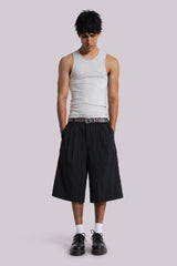Black Pinstripe Goliath Baggy Shorts