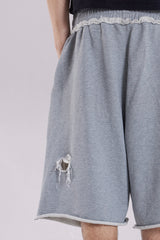 Grey Distressed Monster Shorts