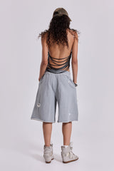Grey Distressed Monster Shorts