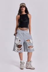 Grey Distressed Monster Shorts