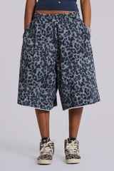 Airbrush Grey Leopard Monster Shorts