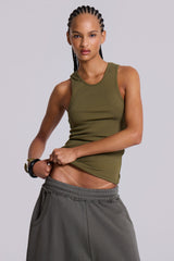 Khaki Rib Longline Vest