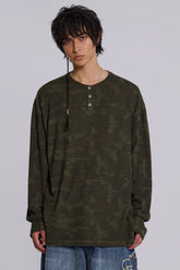 Digi Camo Waffle Henley Top