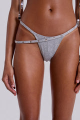 Zyra Grey Marl Popper Low Rise Bikini Bottoms